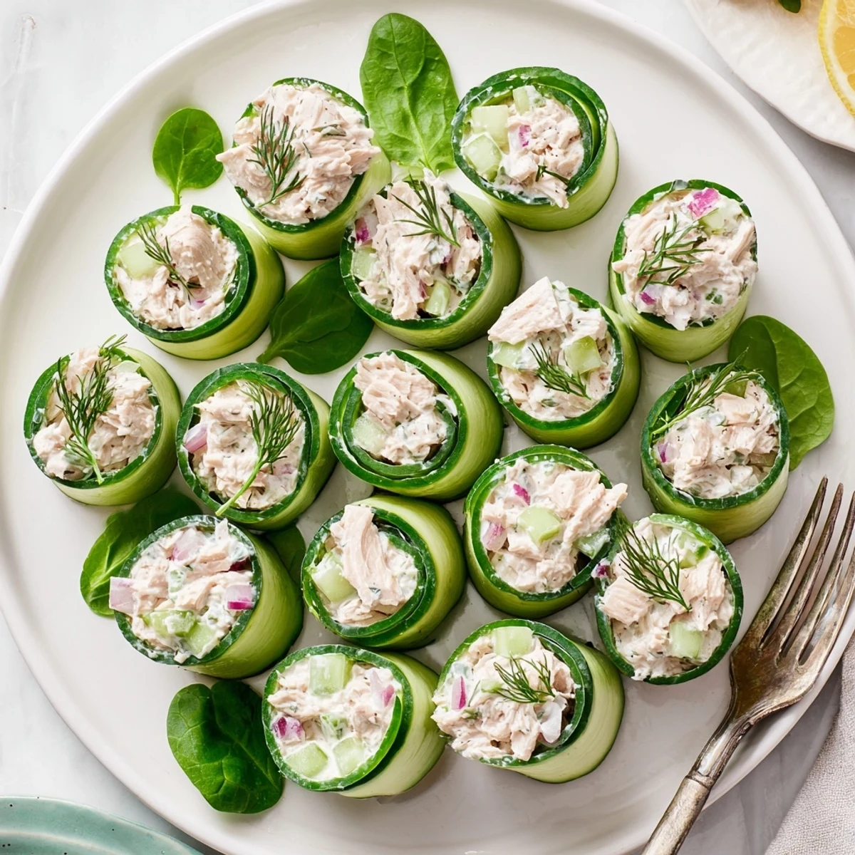 Chicken Salad Cucumber Roll Ups