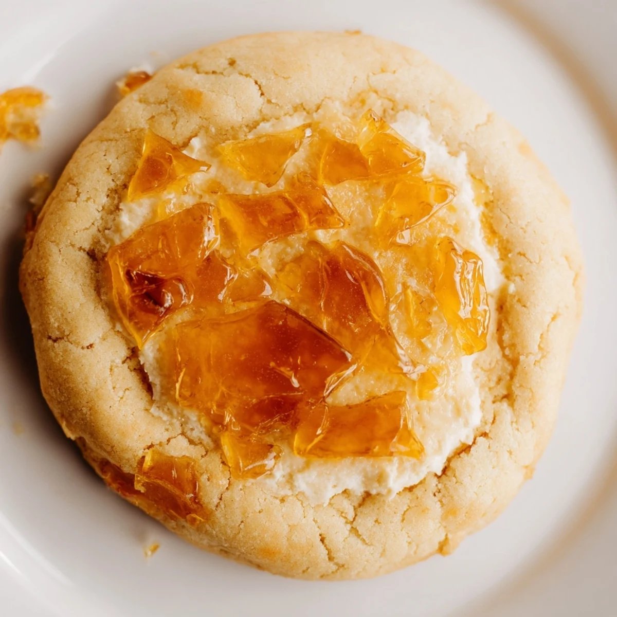 Golden Creme Brulee Cookies with caramelized sugar tops and creamy vanilla centers on rustic bakeware
