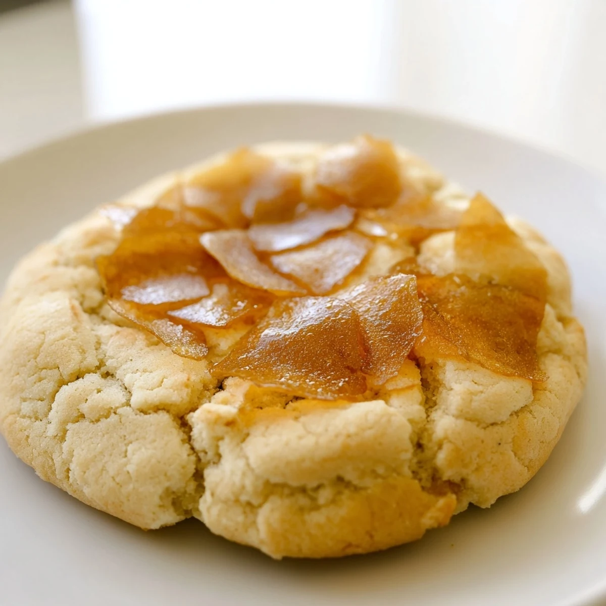 Soft baked Creme Brulee Cookies featuring crackled brulee topping and smooth cream cheese filling inside