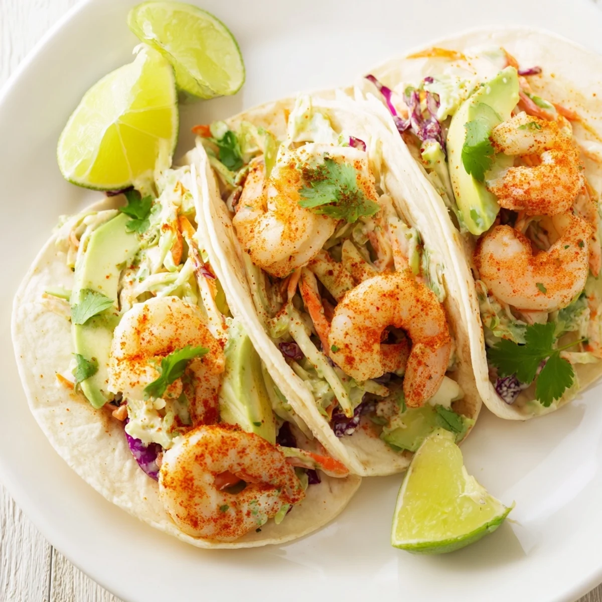 Crispy spiced shrimp piled high in warm tortillas with bright cilantro lime slaw