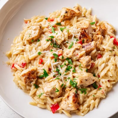 One Pot Cajun Chicken Alfredo Orzo
